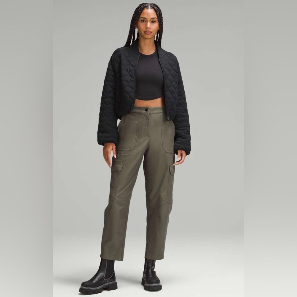 Lululemon Quilted Bomber Cropped Black Jacket Size 10 - Picture 3 of 14